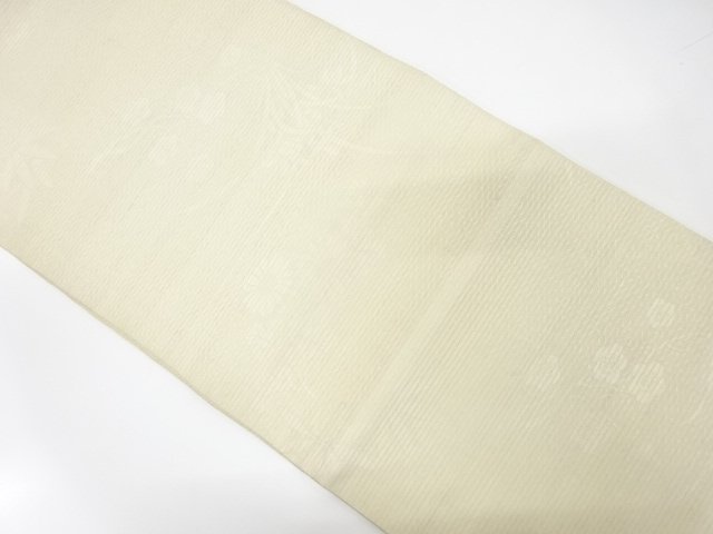アンティーク　絽　笹に菊・枝梅模様織り出し丸帯（材料）